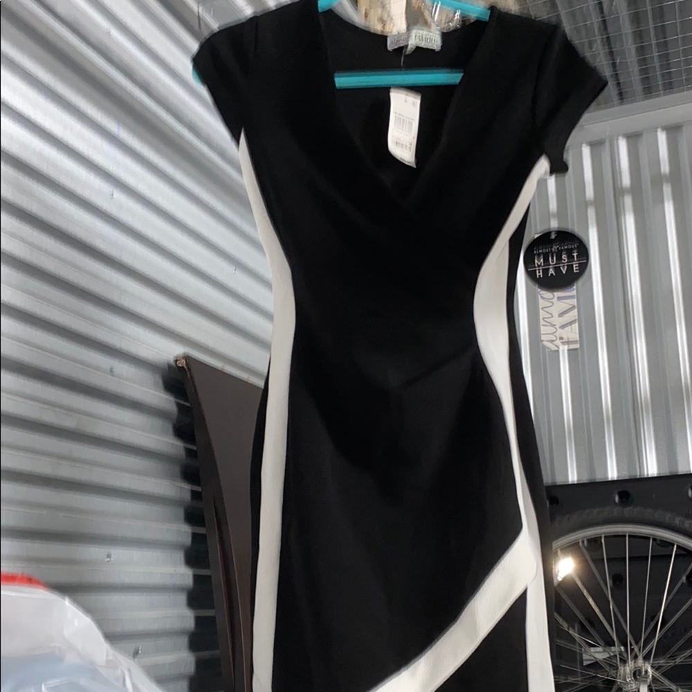 Must Have Black and White Asymmetrical Sheath Dress